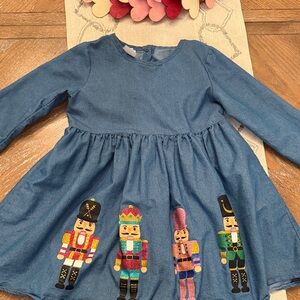 Blue Dress with Nutcracker Embroidery